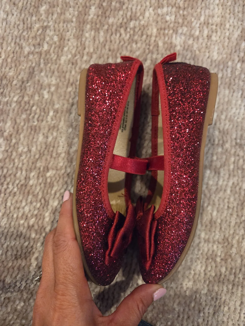 H&M Girls' Sparkle Red Bow Ballet Flats